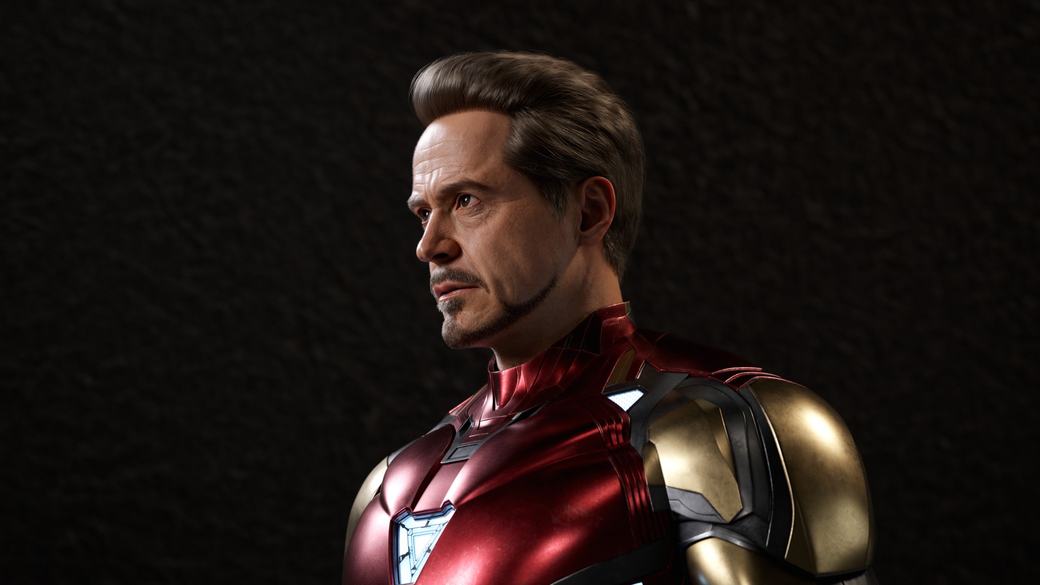 Red and Gold Armored Superhero Bust